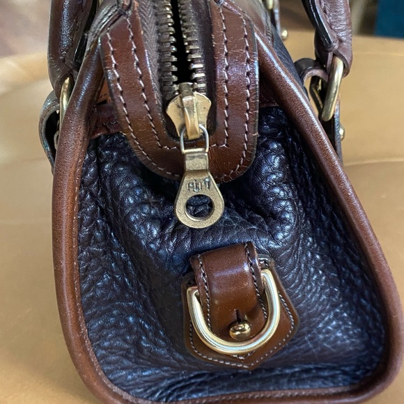Vintage Dooney & Bourke All Weather Leather Brown Black Handbag Bag Satchel D&B - Picture 10 of 15